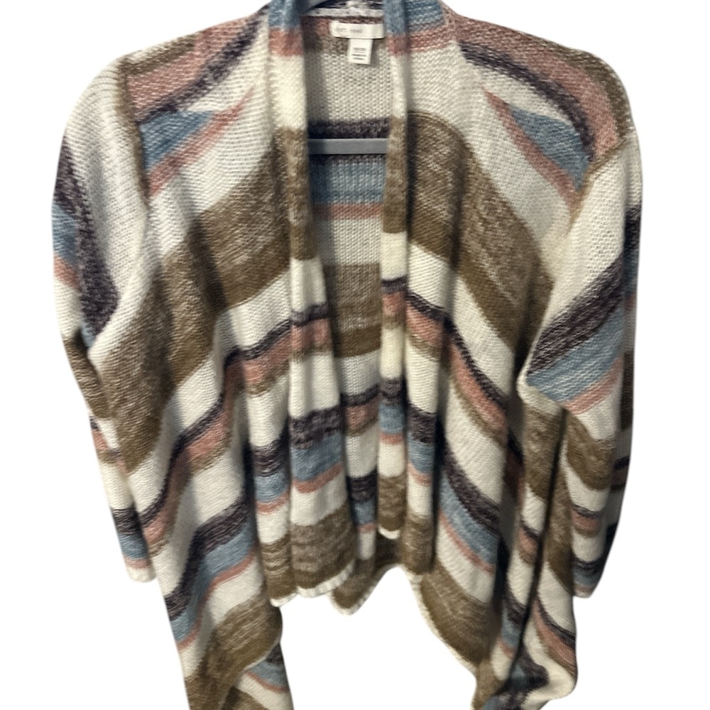 EST 1946 beige brown blue and pink striped sweater cardigan size 18/20 cute 🥰